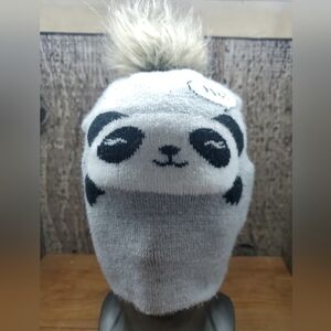 Hi Panda Bear Gray Winter Knit Beanie Hat With Pom Size Infant/Toddler Unisex